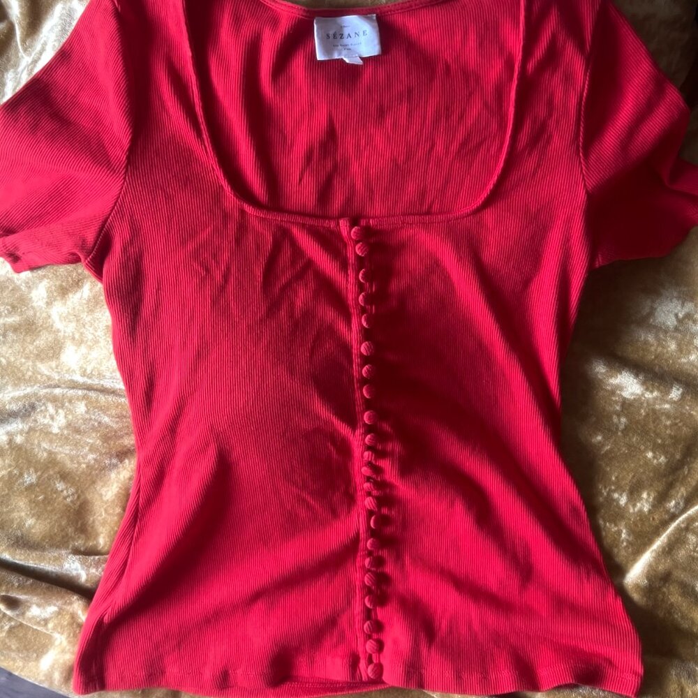 Sézane Grant t-shirt size Large in red